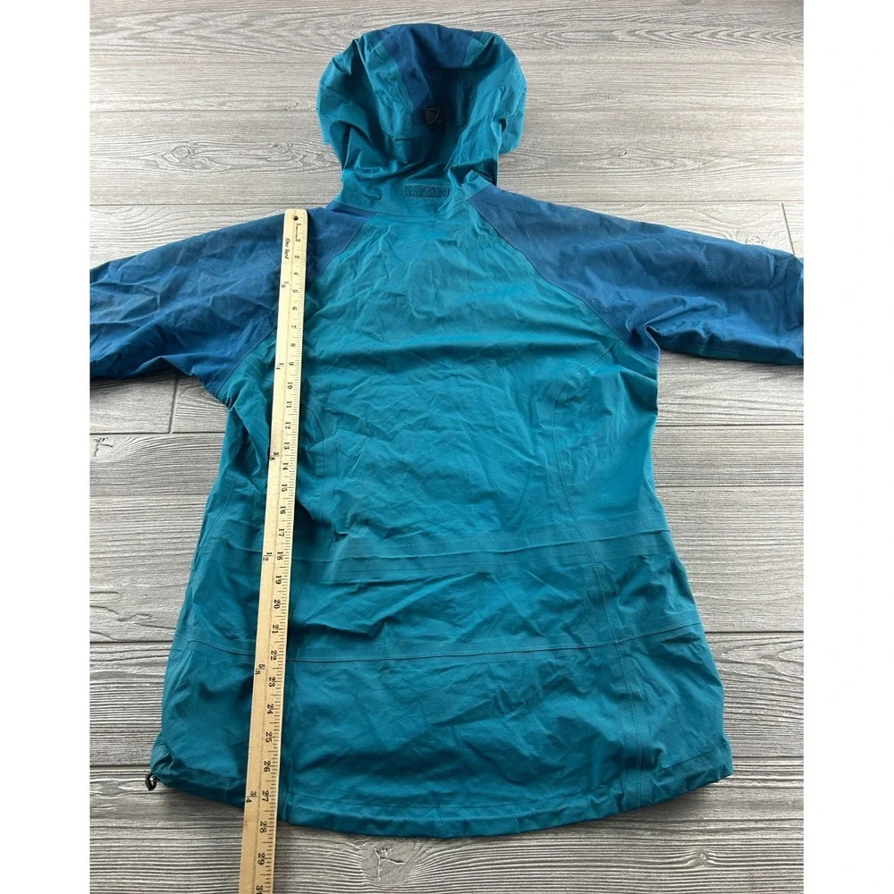 RAB Downpour Eco Womens Blue Waterproof Windbreaker Jacket Hooded Size Large